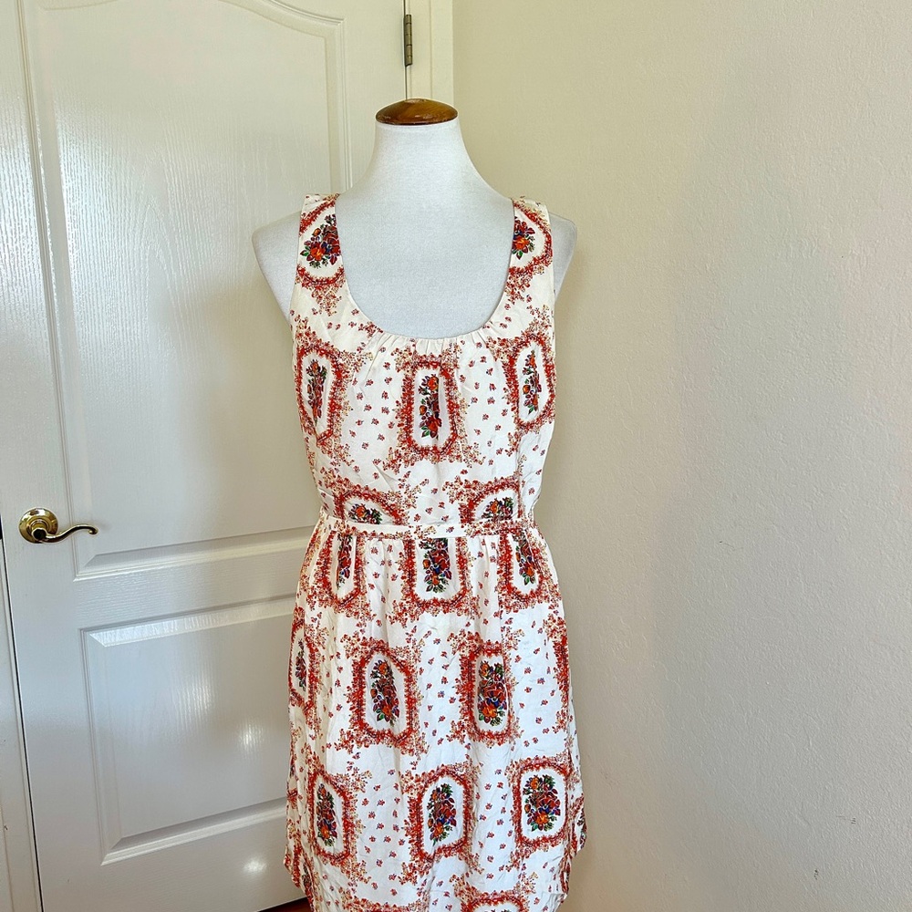 Madewell White and Red Patterned Mini Dress